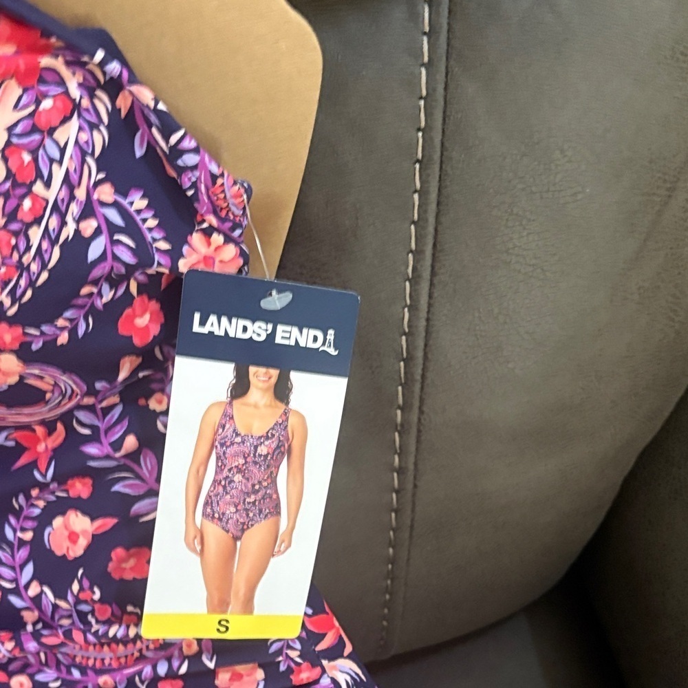 Lands' End Kids Floral Swimsuit - Pink and purple